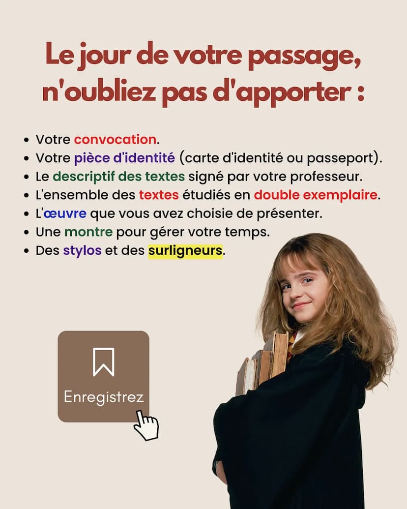 RÉUSSIR
l'oral du bac
DE FRANÇAIS Faites des fiches récapitulatives :
●
●
●
L'EXPOSÉ
Présentez brièvement l'auteur(e),
le contexte, l'œuvre 
