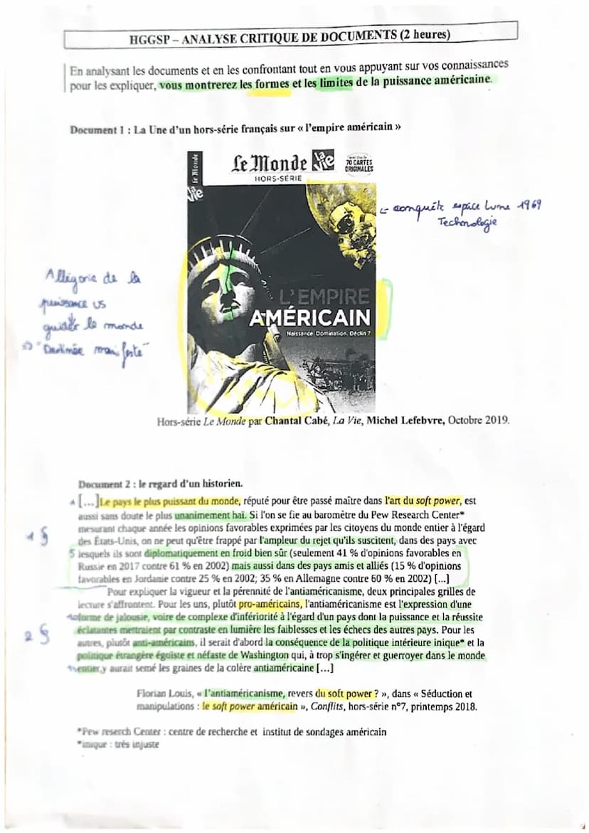 H.G.G.SP
Methodologie: Amalyse critique de document
1°: au brouillon
1--Présenter les dock: mature, auteur, source date.
• Lire
la consigne 