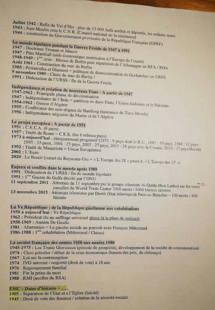 DATES REPERES EN 3E
La Première Guerre mondiale de 1914 à 1918
Août 1914 début de la guerre
3 phases:
• (poux brevet blanc)
1914 guerre de m