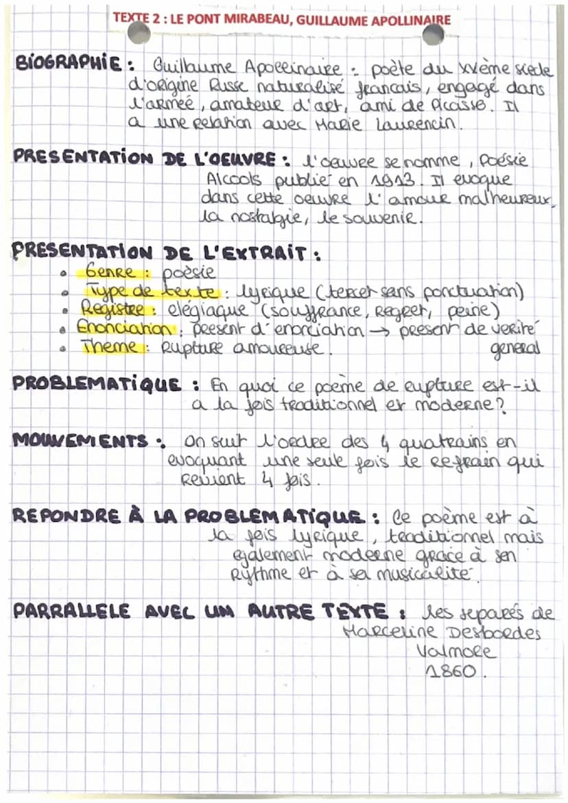 TEXTE 1: LES SEPARES, MARCELINE DESBORDES-VALMORE
BIOGRAPHIE: marcelines Desbordes - Valmore poètesse du
XIX ème siecle. frequentait les sal