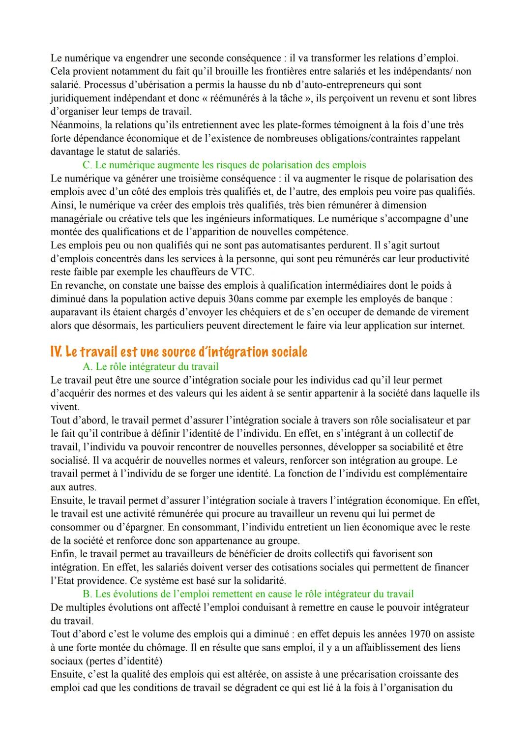 1.
CHAPITRE 7. QUELLES MUTATIONS DU TRAVAIL ET DE
L'EMPLOI?
Du travail à l'emploi
A. Le travail et l'emploi deux notions distinctes
Le trava