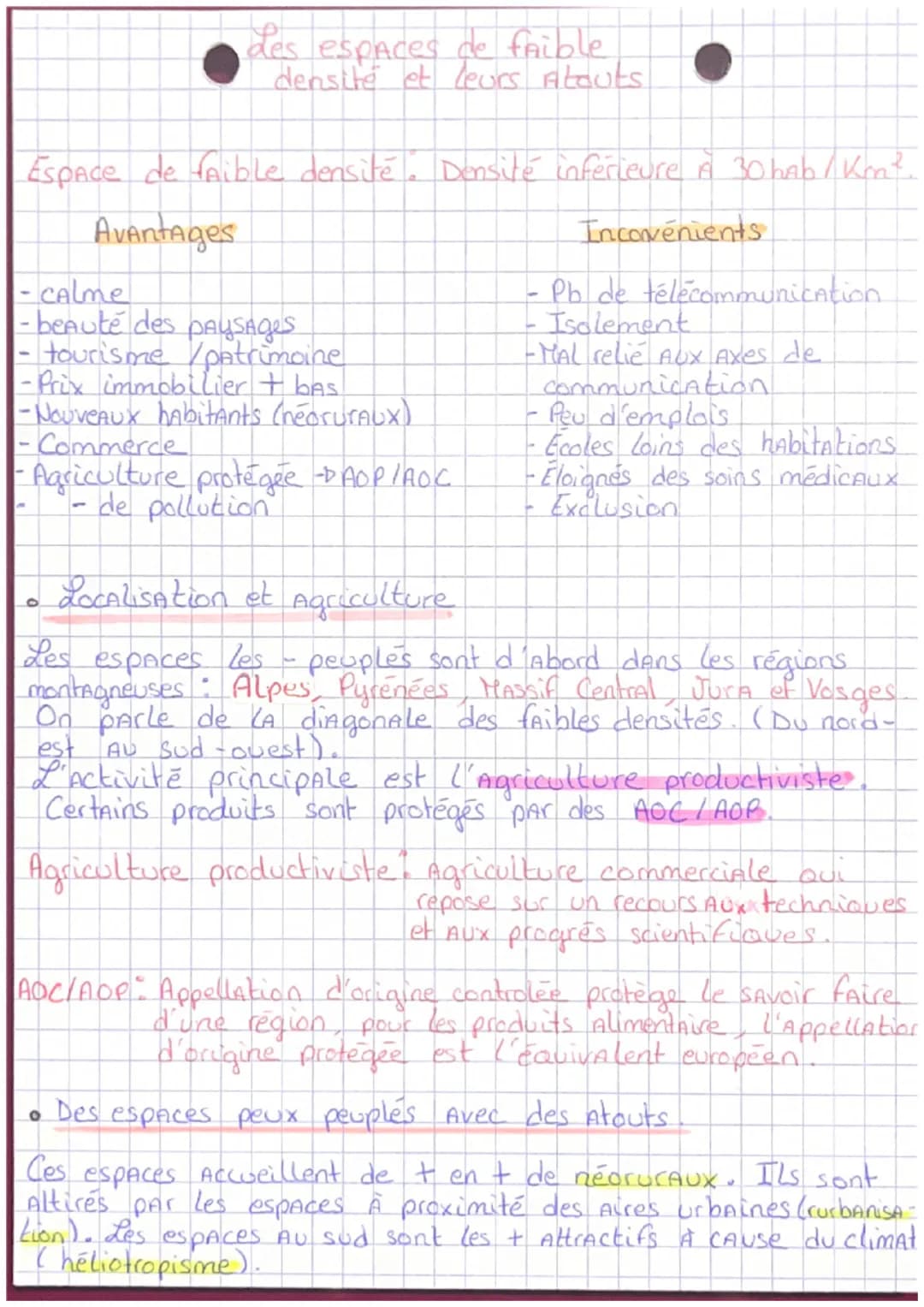 des espaces de faible
densité et leurs atouts.
Espace de faible densité. Densité inférieure À 30 hAb / Kont.
Avantages
-CALme
- beauté des p