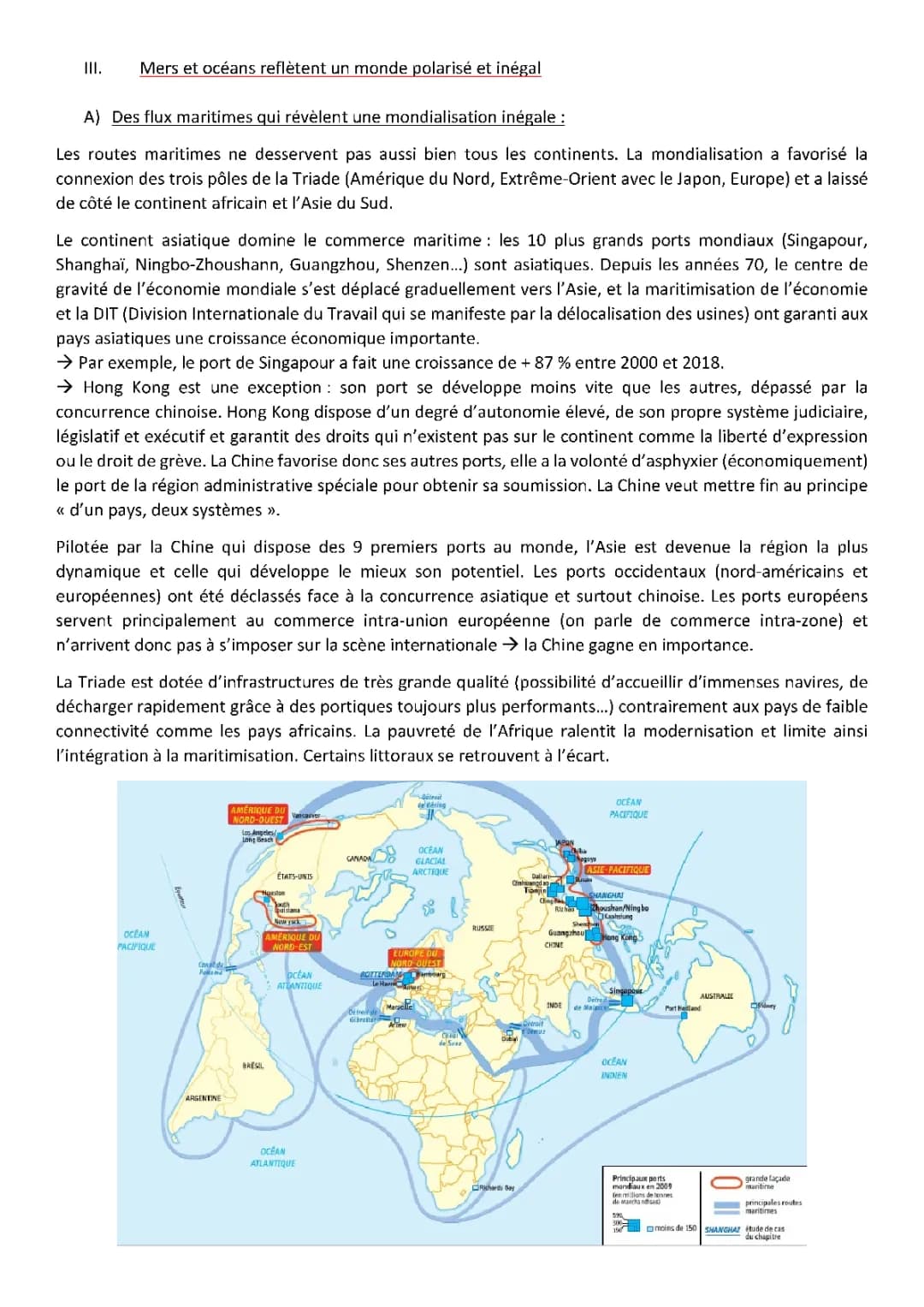 Comprendre la mondialisation : Territoires inégalement intégrés et espaces moteurs corrigés