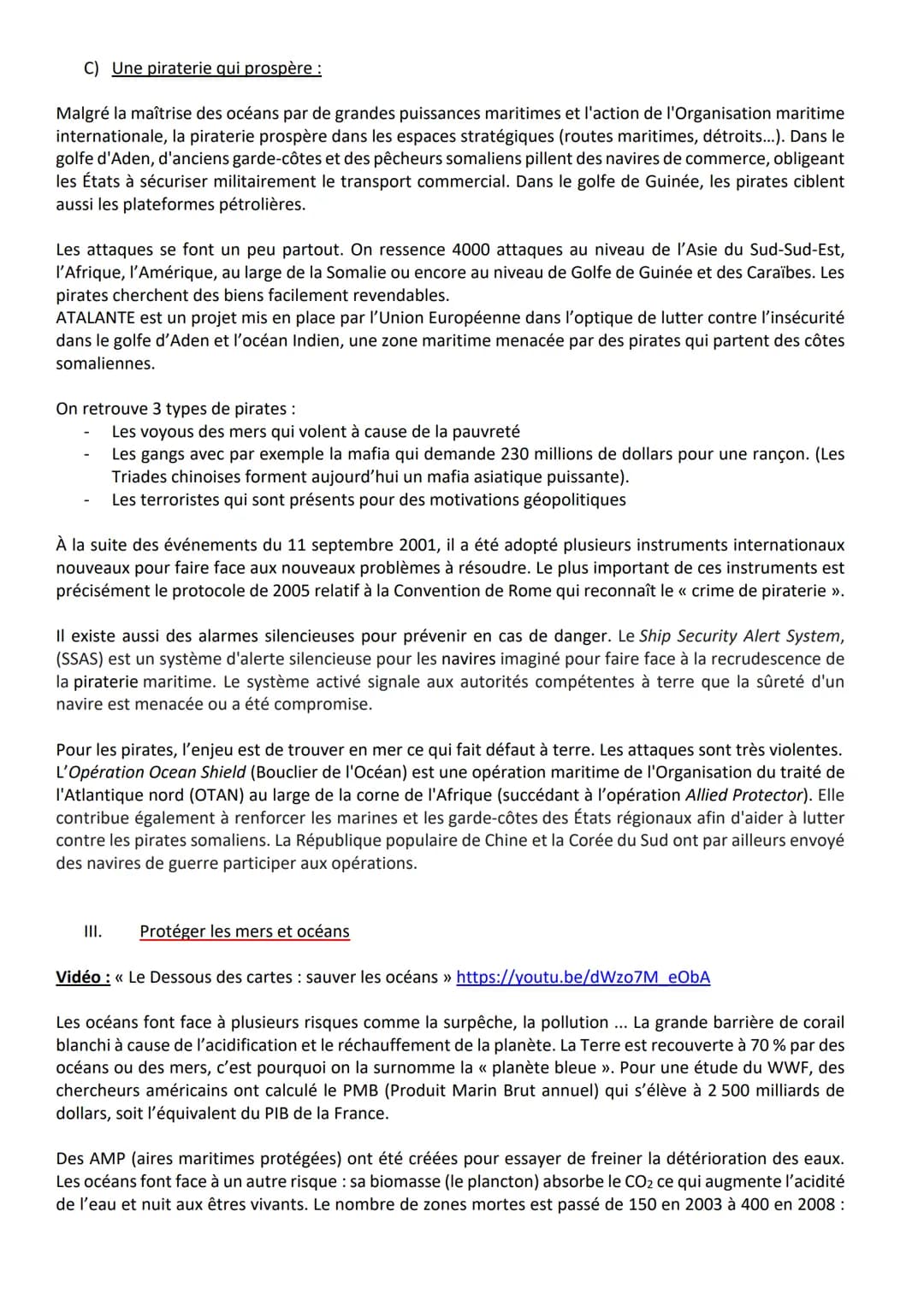 III.
Mers et océans reflètent un monde polarisé et inégal
A) Des flux maritimes qui révèlent une mondialisation inégale :
Les routes maritim