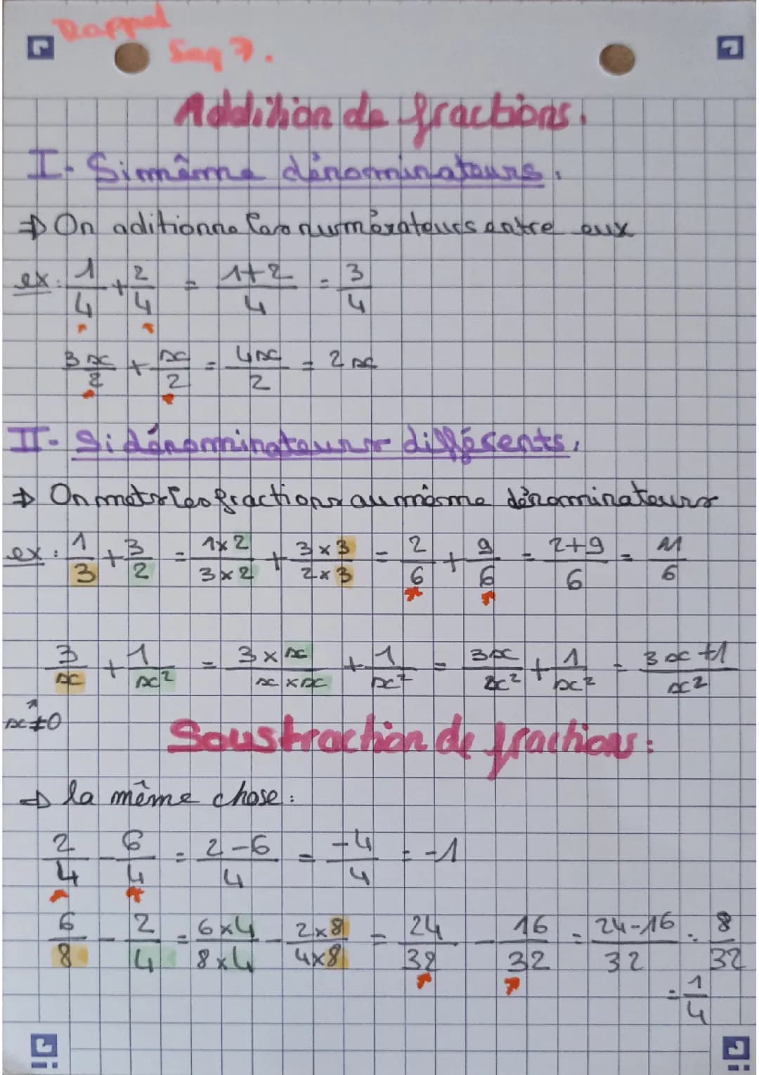 Calcul avec fractions
