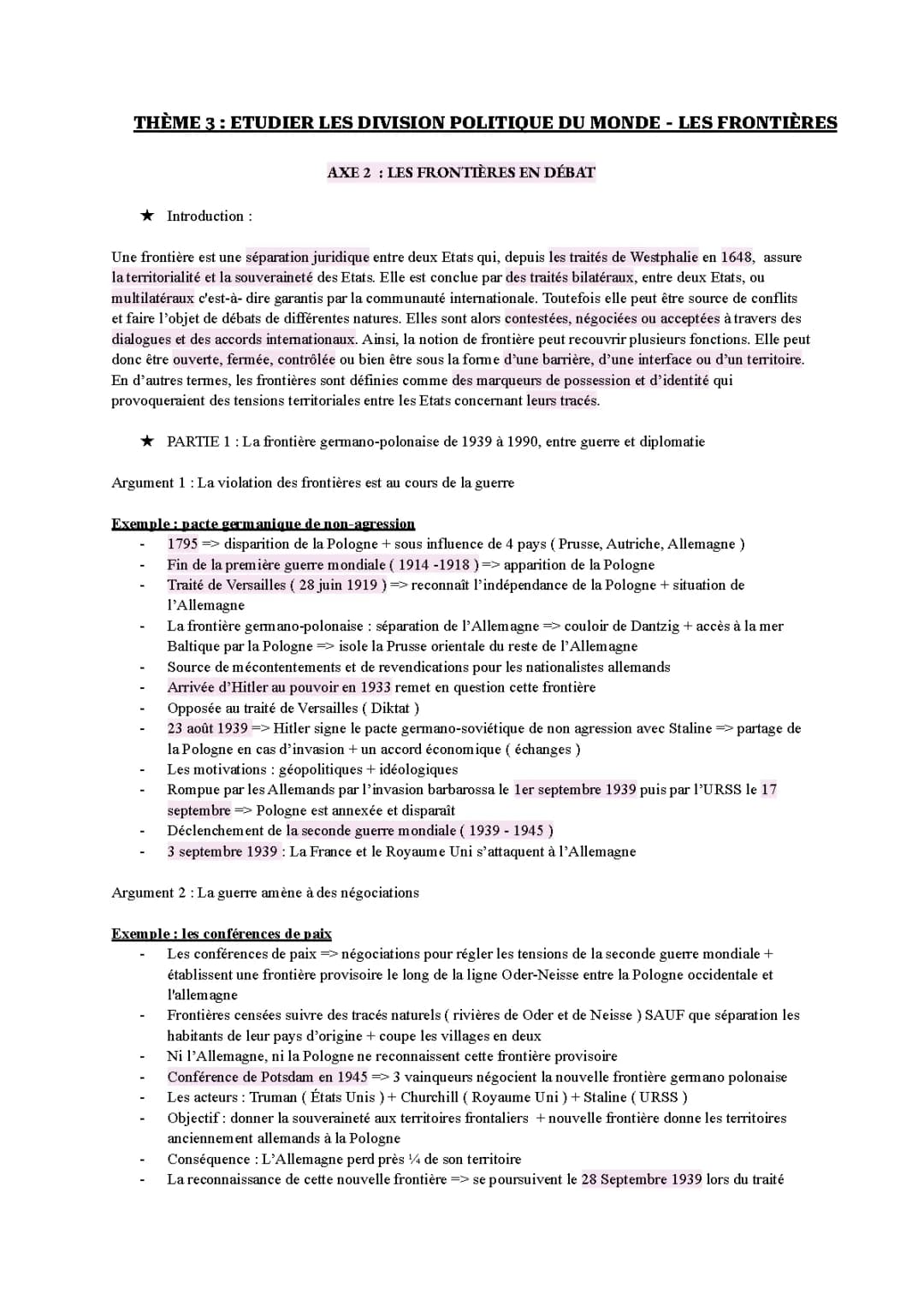 Les Frontières en Europe: HGGSP et Conflits Frontaliers