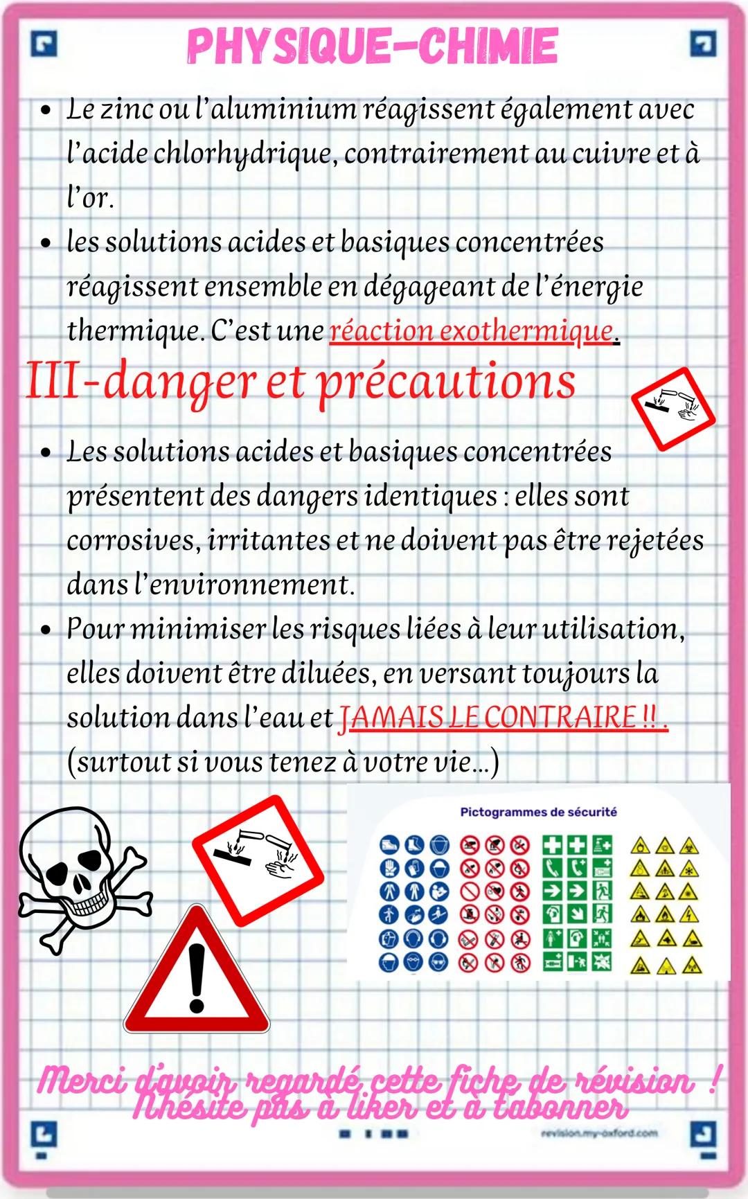 
<p>Le pH d'une solution renseigne sur le caractère acide, basique ou neutre de cette solution. C'est une grandeur sans unité, comprise entr