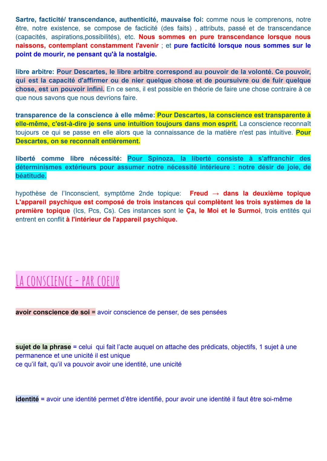 CONSCIENCE, INCONSCIENCE
Ricœur, philosophe français, propose de distinguer deux types d'identité: la première au sens de
l'idem ou "mêmeté"