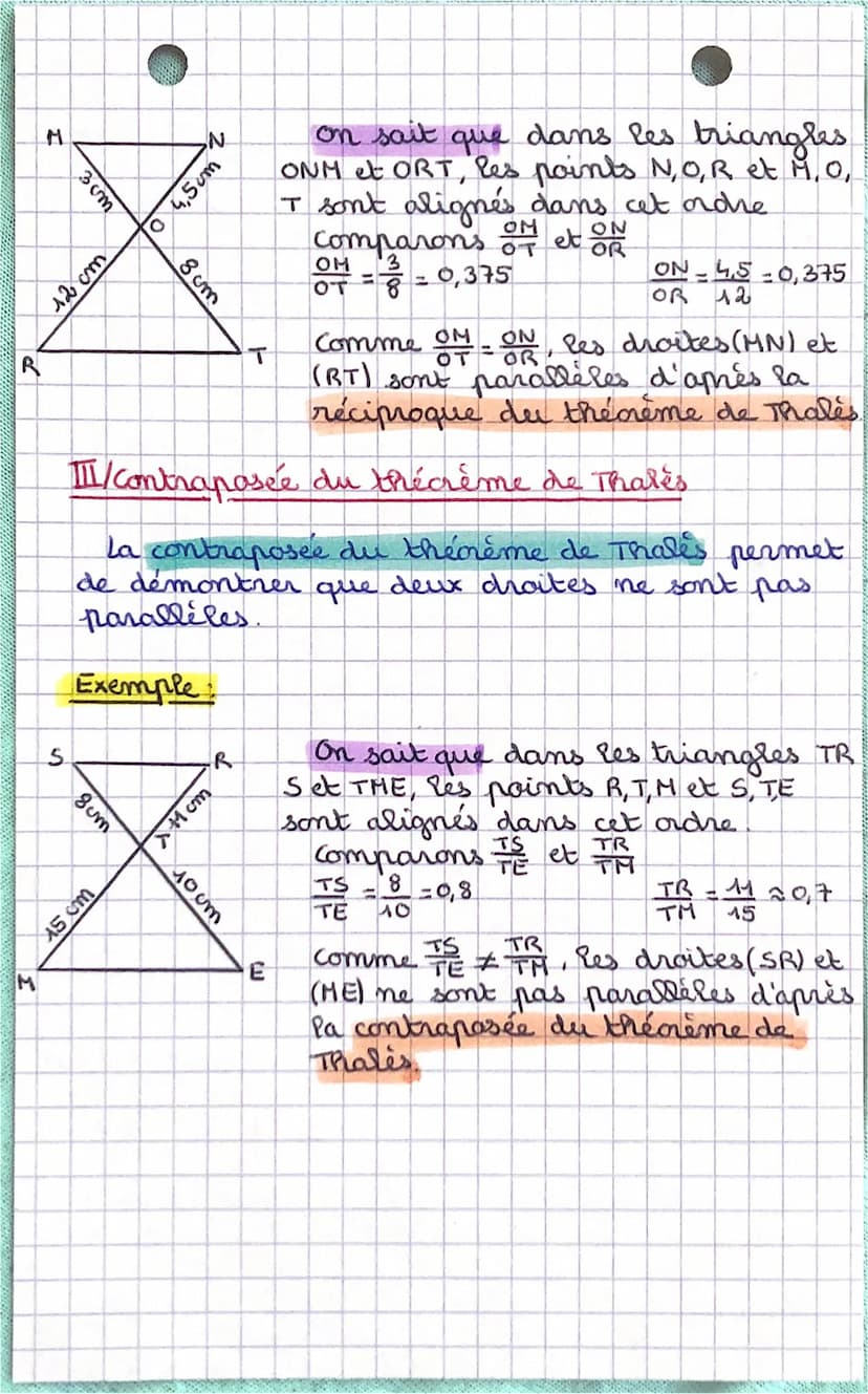 I/Theoreme
he thecreme de Thales permet de calculer une
congueur.
Exemples:
6,8cm
2
1,7cm
0,6cm
81,8cm
won't t
5,2cm
(ST) // (NO)
Mathématiq