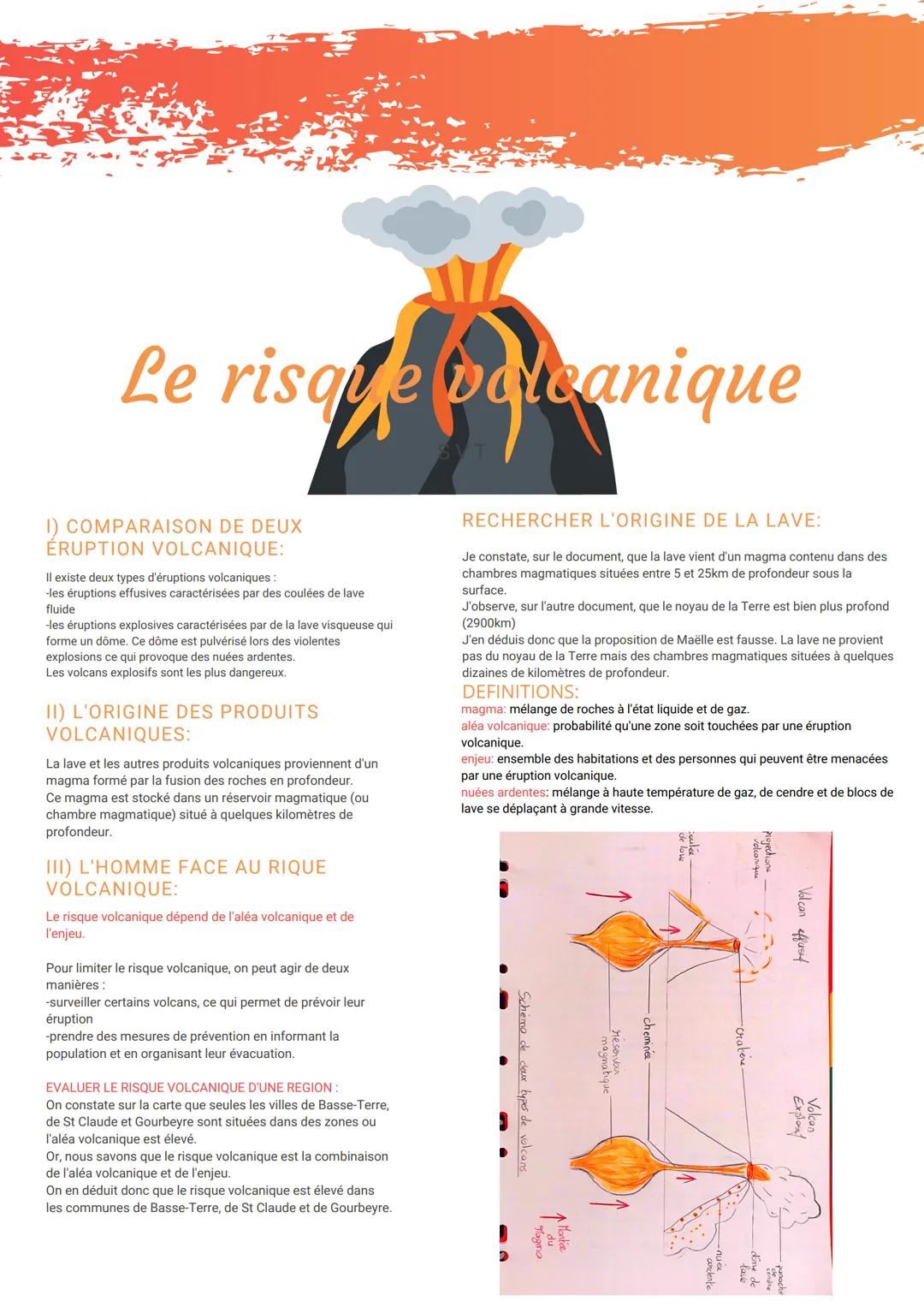 # 7

# Le risque polcanique

-Cratox

1) COMPARAISON DE DEUX
ÉRUPTION VOLCANIQUE:

Il existe deux types d'éruptions volcaniques:
-les érupti