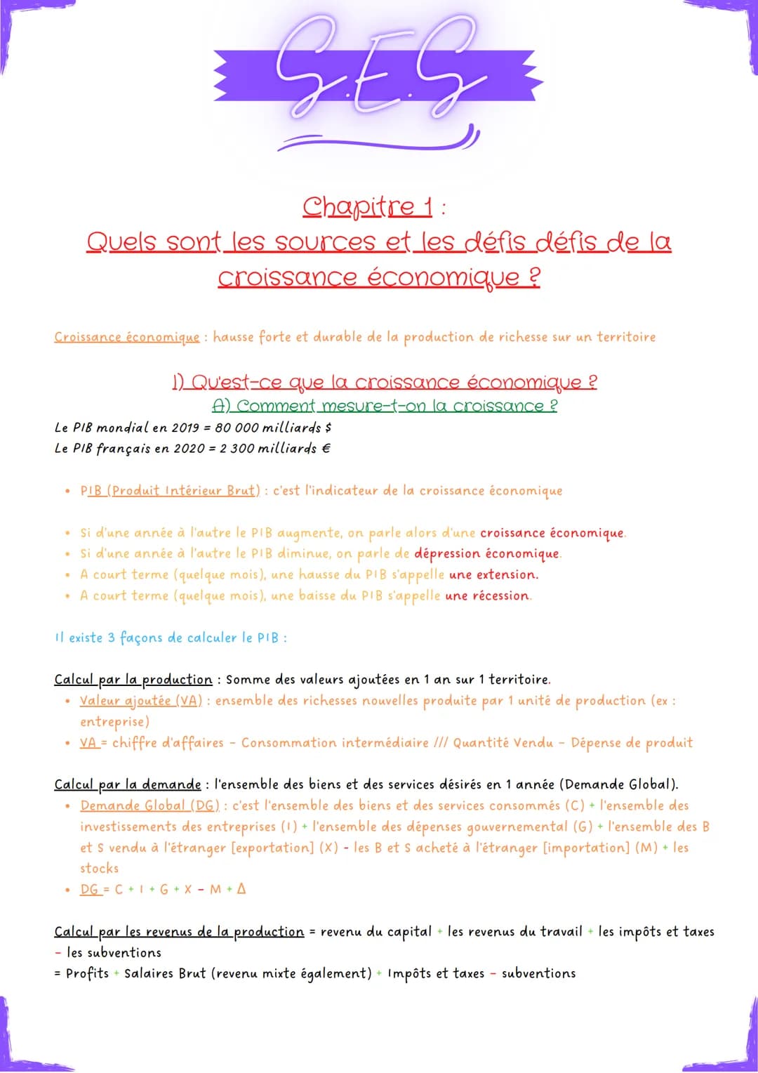 57.5
Chapitre
1:
Quels sont les sources et les défis défis de la
croissance économique ?
Croissance économique: hausse forte et durable de l
