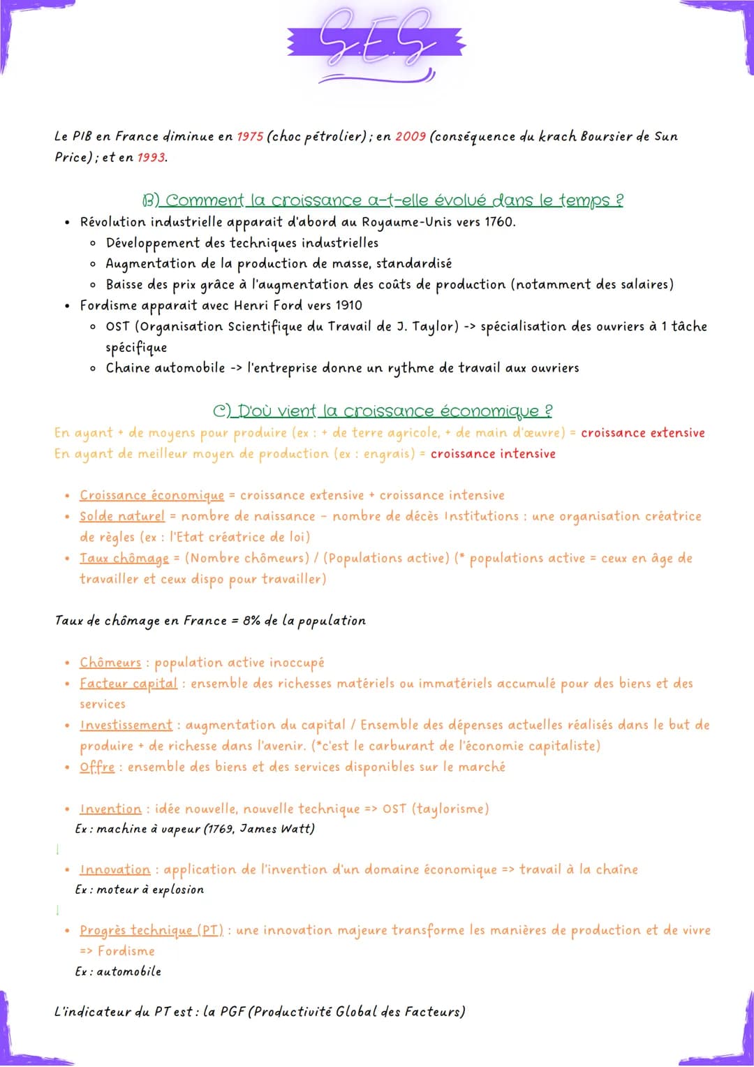 57.5
Chapitre
1:
Quels sont les sources et les défis défis de la
croissance économique ?
Croissance économique: hausse forte et durable de l