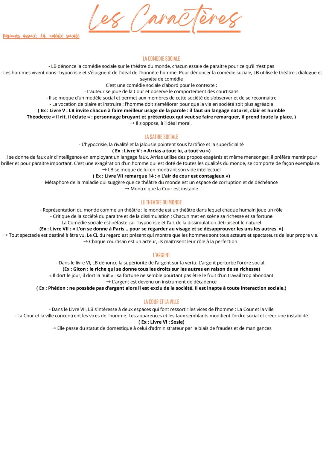parcours associé. La omédie sociale
INTRODUCTION:
Les Caractères
"Je me renferme seulement dans cette science qui décrit les moeurs, qui exa