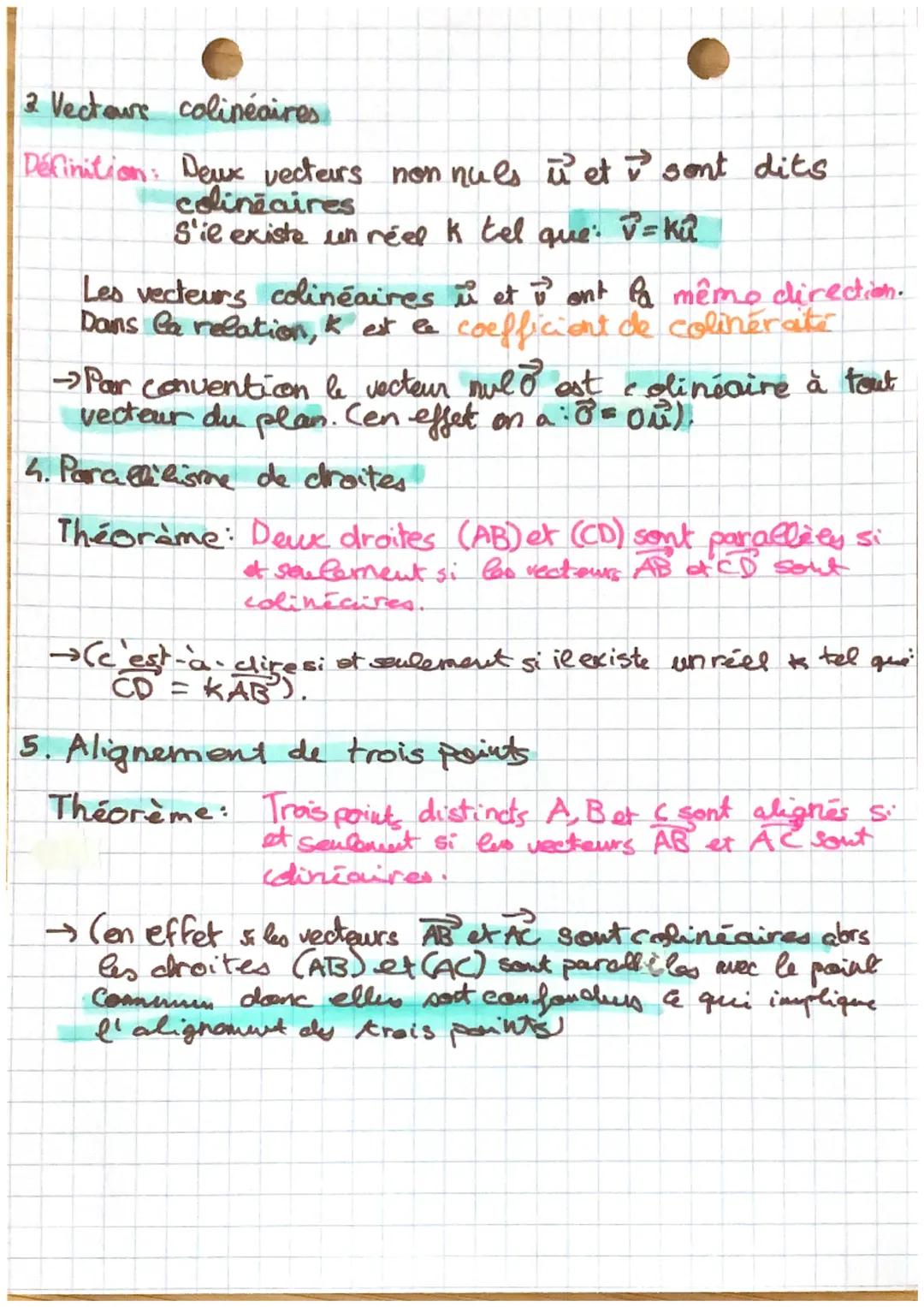 # VECTEURS COLINEAIRES

1. Produit d'un vecteur par un reel: vedeurs $k\vec{u}$

$M\vec{u}$ produit de $\vec{u}$ par le red $k\neq0$
- défin