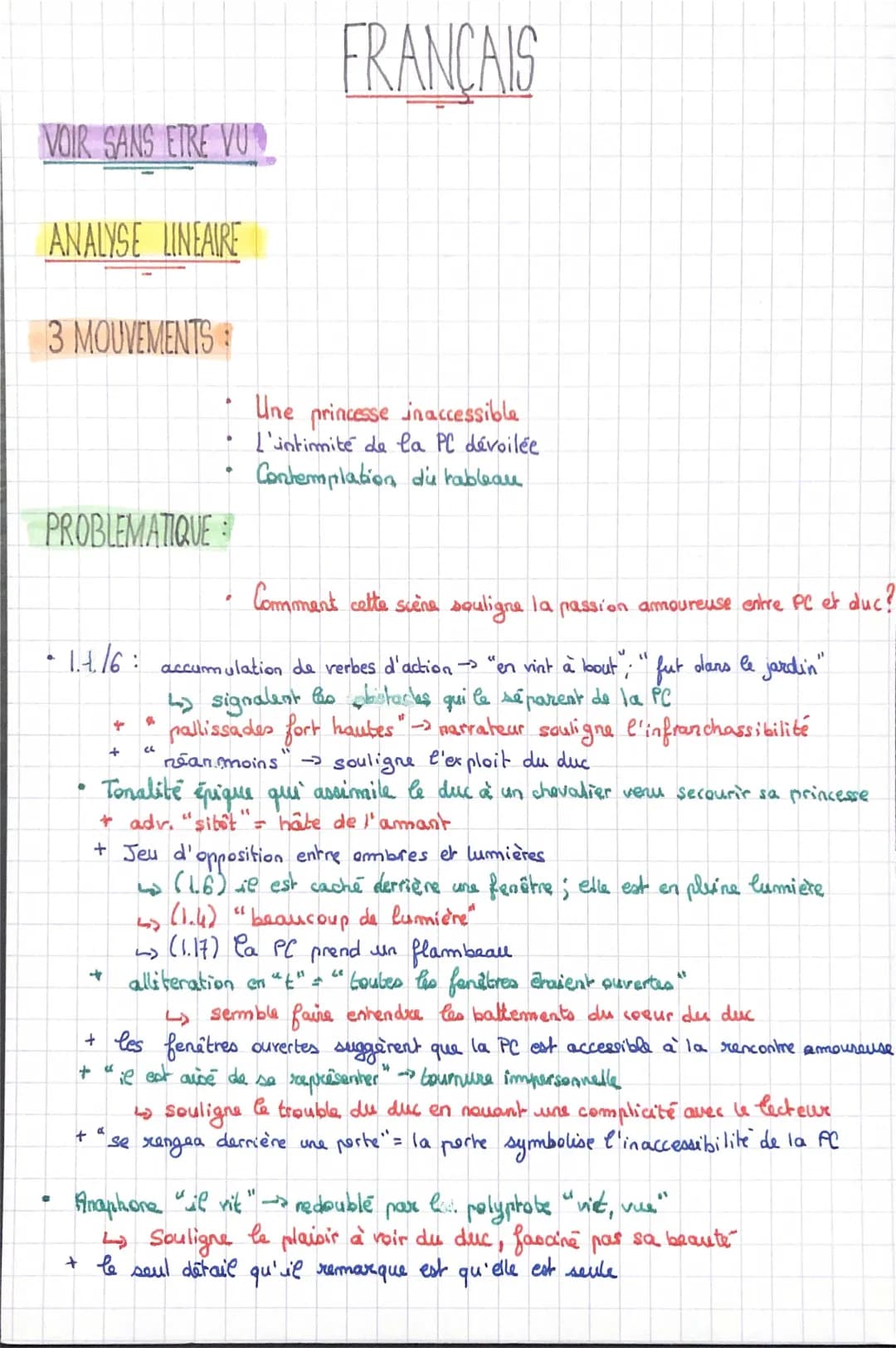 Analyse linéaire Princesse de Clèves : Scène du Bal et Morale de l'Histoire