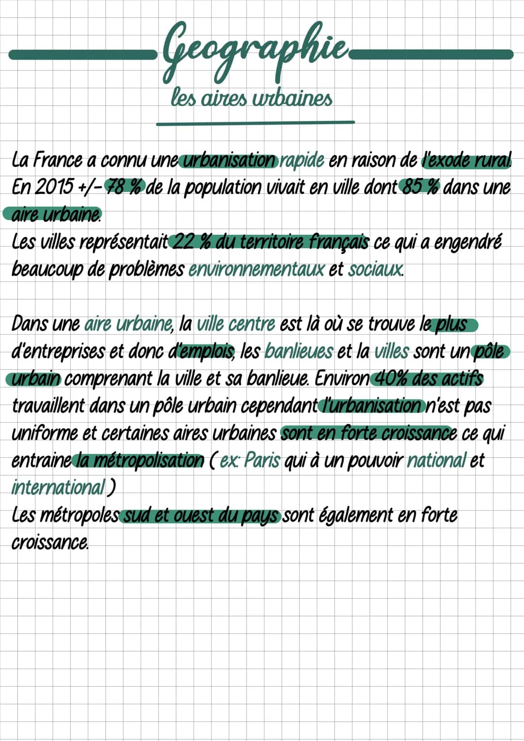 •Geographie
Les aires urbaines
1)Schema d'une aire urbaine
Définitions:
aire urbaine: Espace constitué d'une
ville-centre, couronne périurba