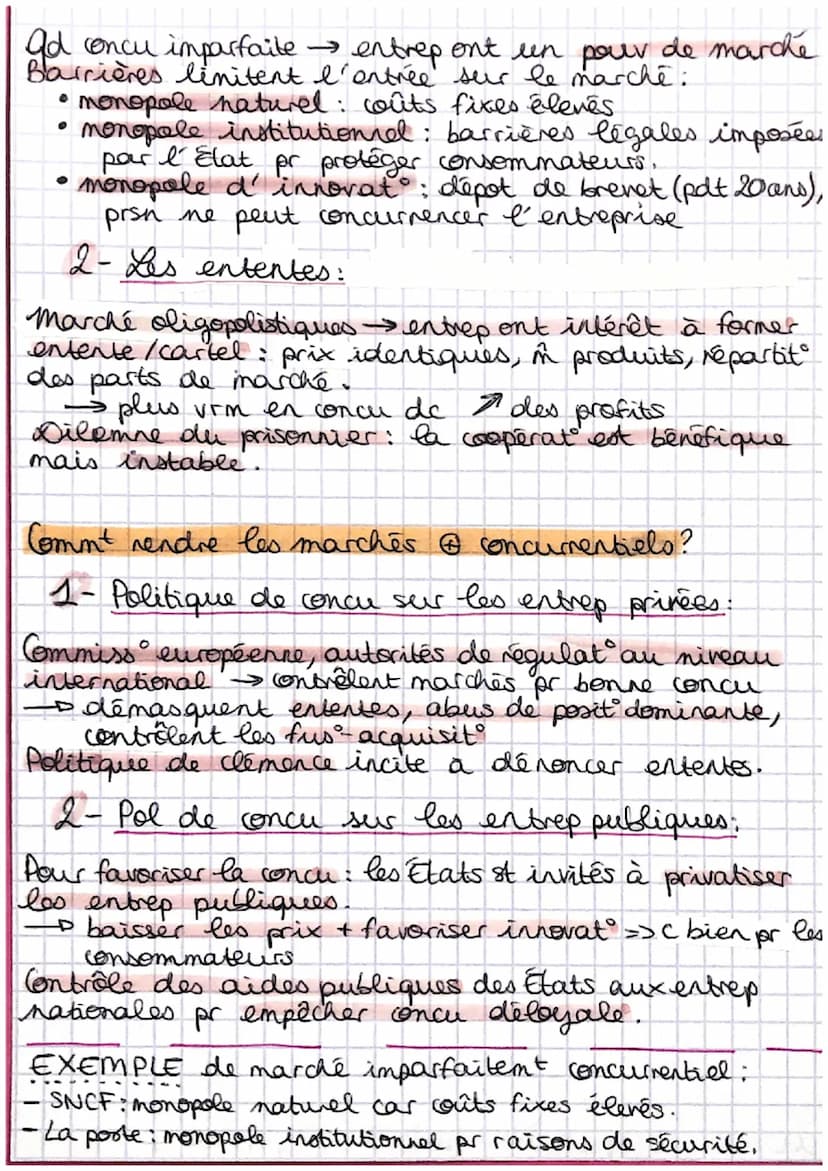Chap 2
IMPARFAITEMENT
CONCURRENTIELS FONCTIONNENT-ILS?
COMMENT LES MAR CHES
VOCAB:
To Concurrence monopolistique = marché composé d'entrep
c