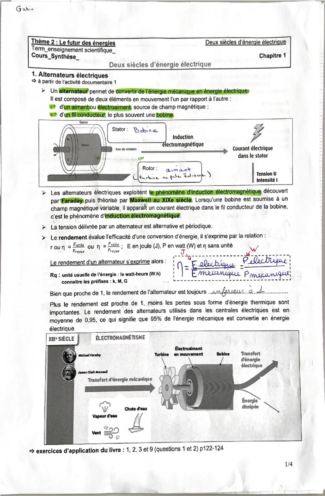 Gabin
Thème 2: Le futur des énergies
Term enseignement scientifique_
Cours_Synthèse_
Deux siècles d'énergie électrique
Deux siècles d'énergi