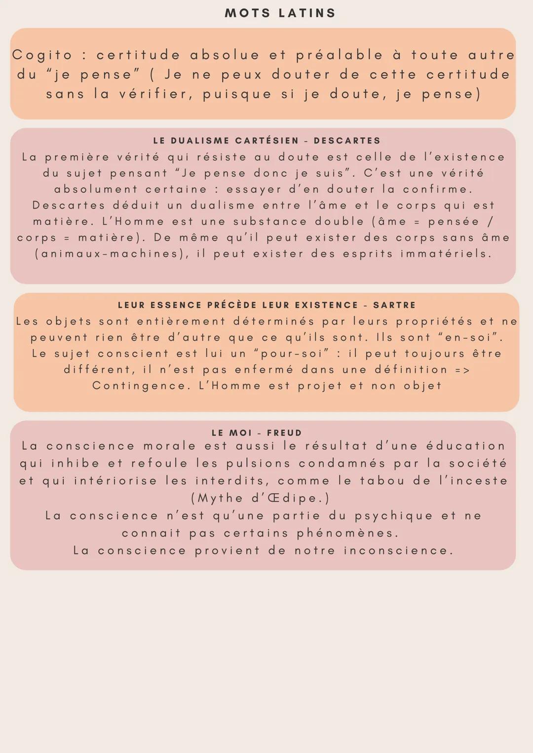 DÉFINITIONS
Fiche de
révision
CHAPITRE
La conscience
• Conscience réfléchie : Capacité de se représenter nous
même, retour réflexif sur soi,