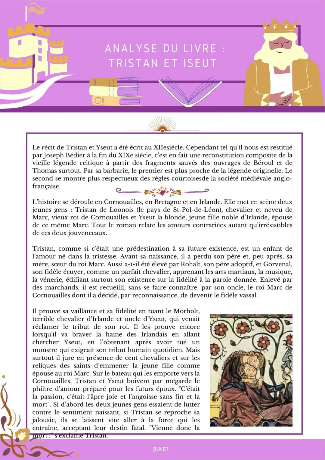 Résumé et Fiche de Lecture Tristan et Iseut PDF - Analyse linéaire et Chapitres