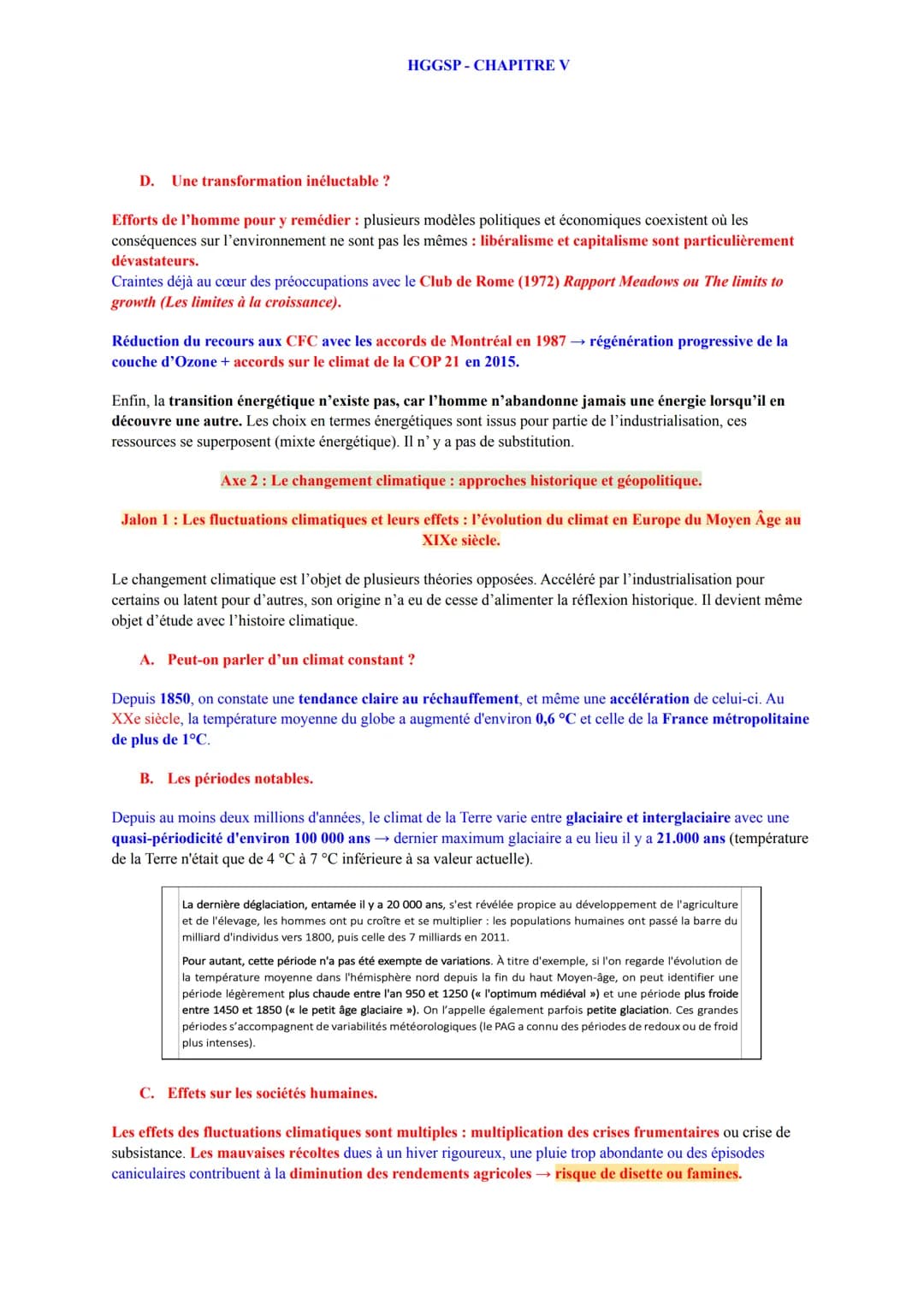 HGGSP CHAPITRE V
L'environnement : entre exploitation et préservation.
<< La France périra faute de bois. » - Jean Baptiste Colbert, ministr