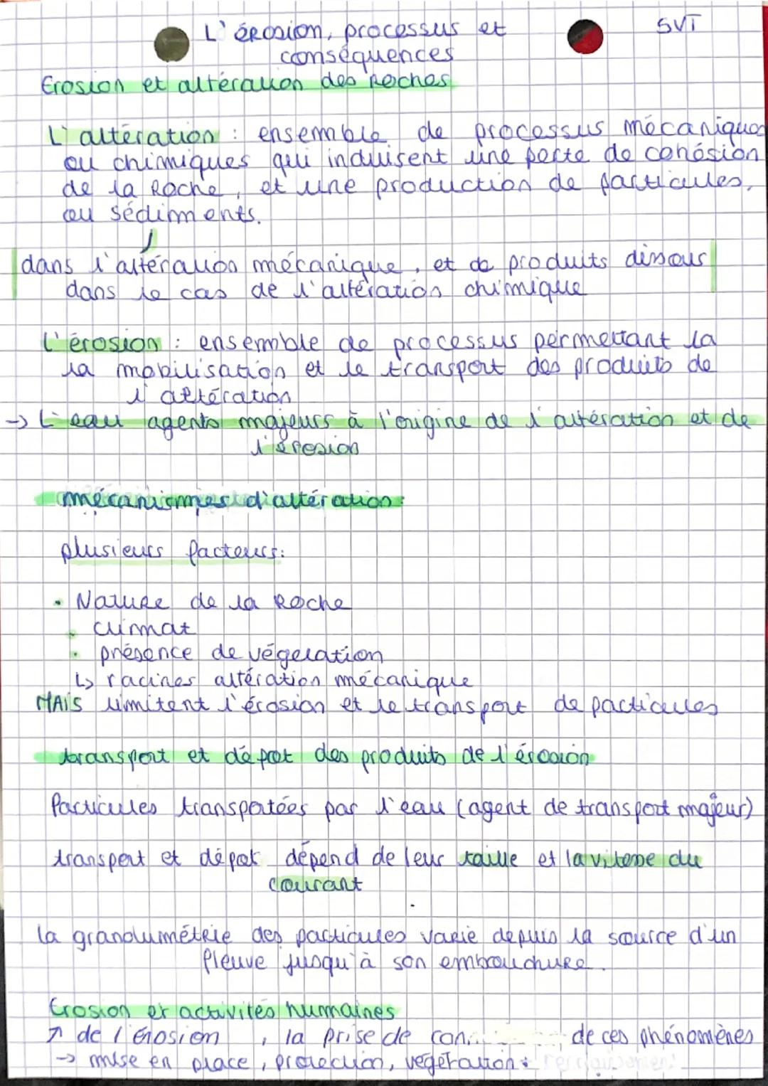 # L'érosion, processus et
conséquences
Erosion et altération des Roches
SVT

L'altération ensemble de processus mécanique
ou chimiques qui i