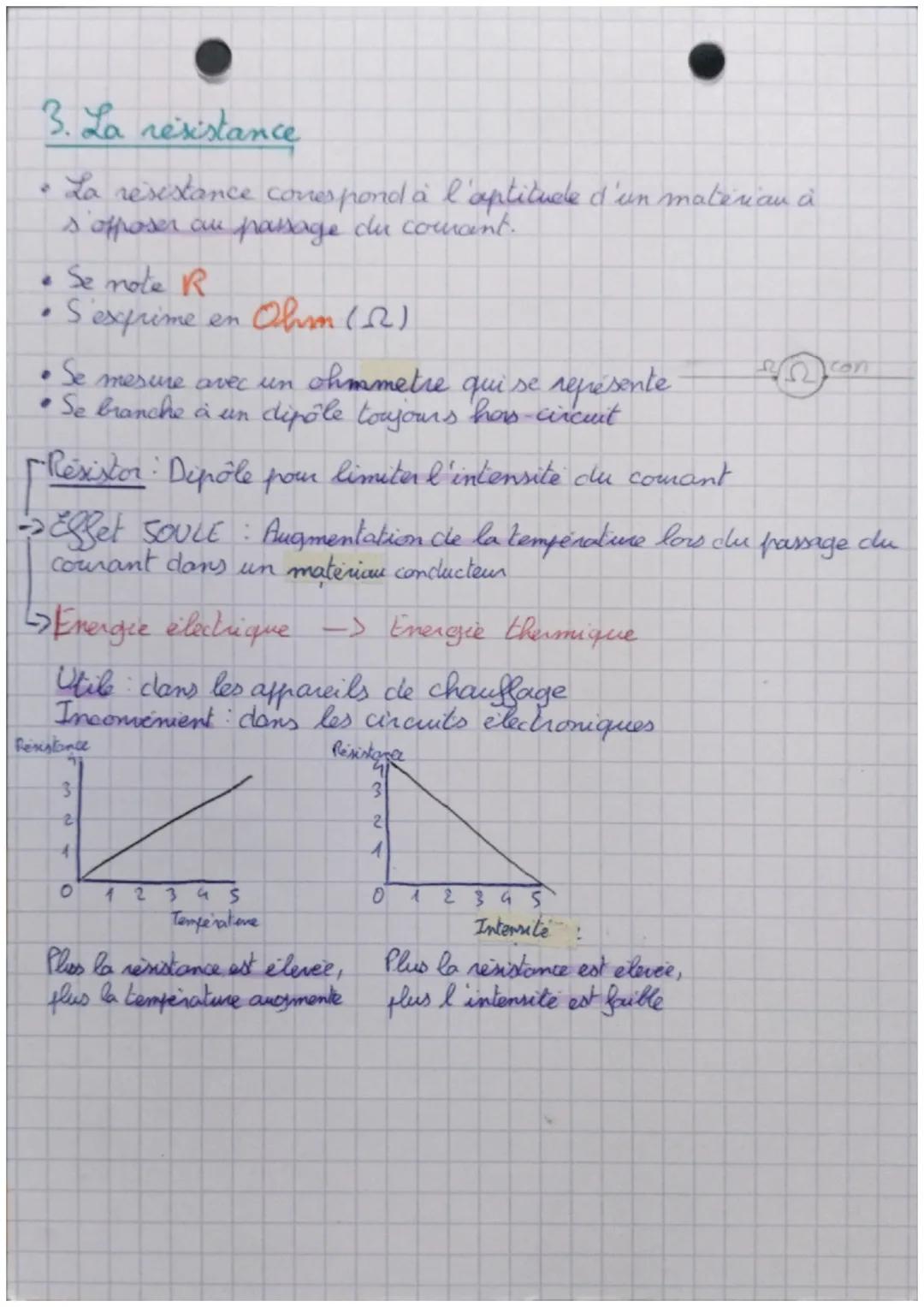 Physique Chimie
La tension, l'intensité et les lois du courant
Le courant électrique est dû à un déplacement d'elections.
1. Intersite
• int
