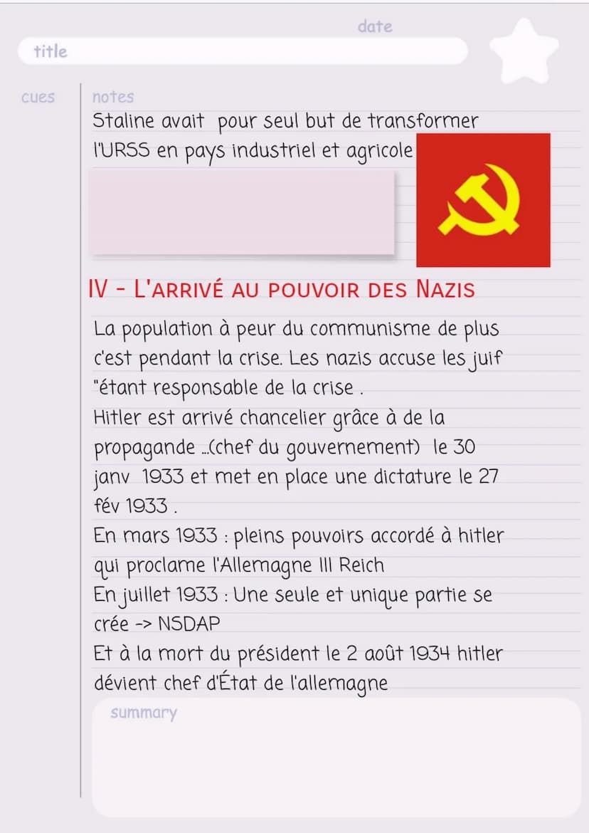 title
date
cues notes L'entre deux guerre
(1919-1939)
|- COMMENT EST APPARUT LA CRISE
La paix du traité de versaille (28 juin
1919) va être 