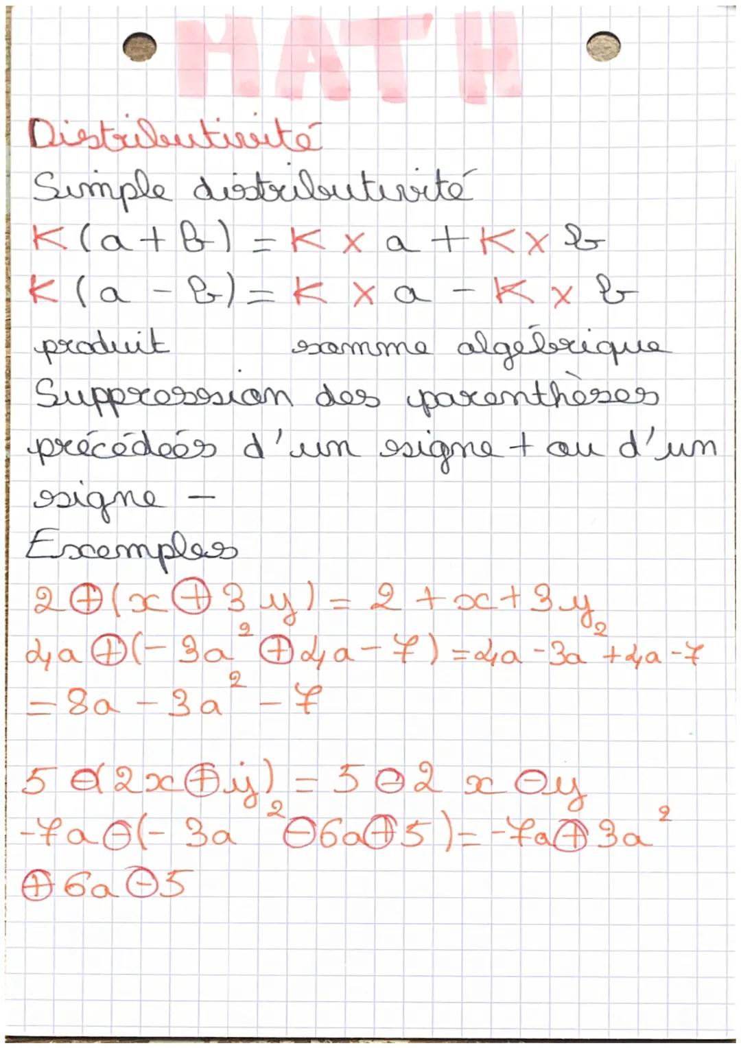  Simple distributivité et double distributivité 