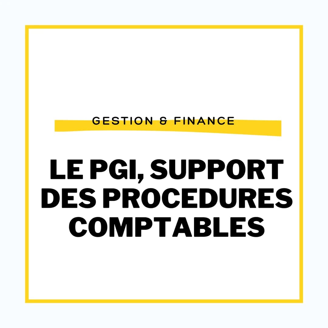 GESTION & FINANCE
LE PGI, SUPPORT
DES PROCEDURES
COMPTABLES LE PROGICIEL DE
GESTION INTEGRE (PGI)
Un PGI est un logiciel transversal à l'ent