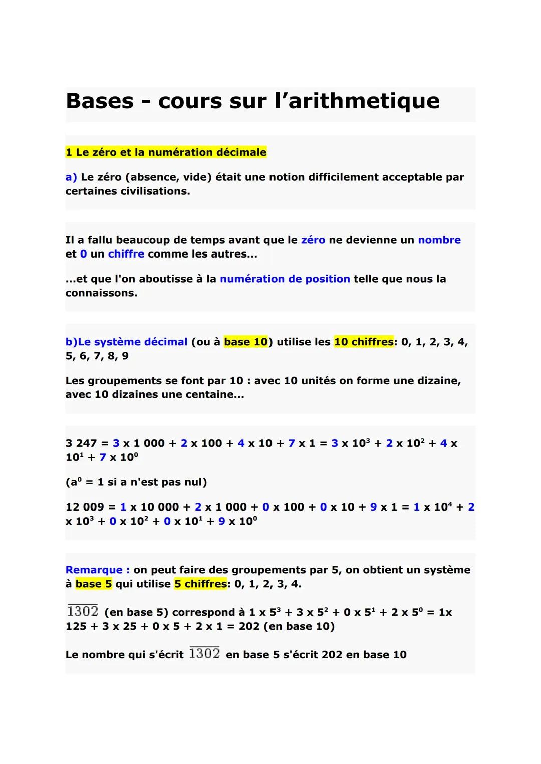 Arithmétique 