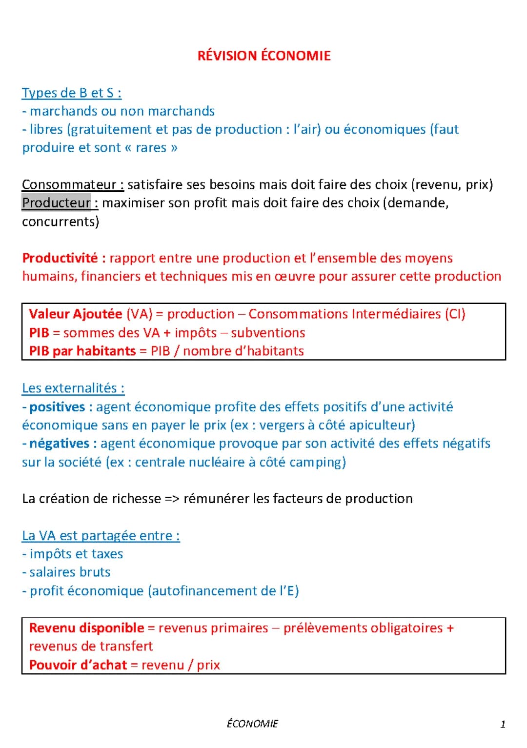Fiche Révision SES 1ère et Terminale PDF - Cours Gratuit pour Bac 2024