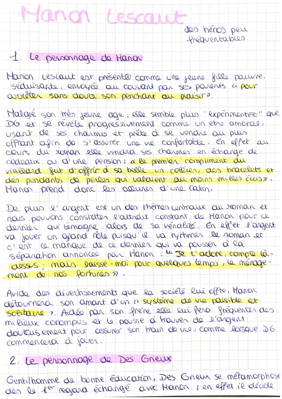 Dissertation Manon Lescaut corrigé PDF - Fiche avec Résumé et Analyse