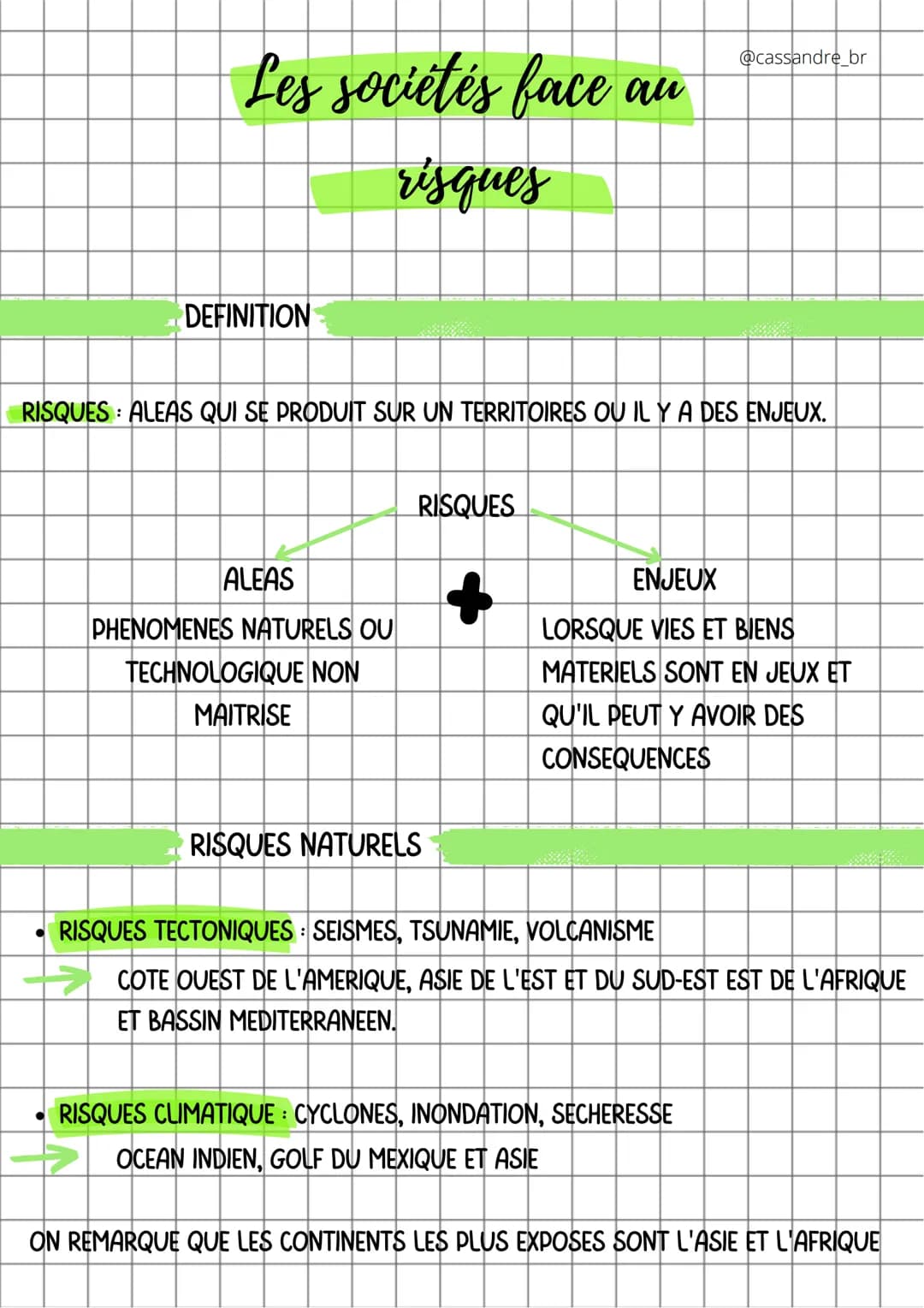 Les sociétés face au
risques
DEFINITION
RISQUES ALEAS QUI SE PRODUIT SUR UN TERRITOIRES OU IL Y A DES ENJEUX.
ALEAS
PHENOMENES NATURELS OU
T