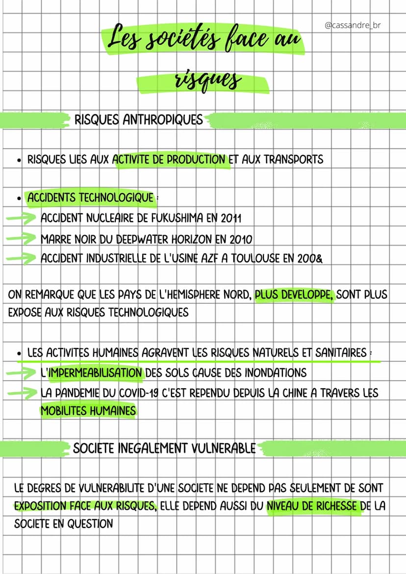 Les sociétés face au
risques
DEFINITION
RISQUES ALEAS QUI SE PRODUIT SUR UN TERRITOIRES OU IL Y A DES ENJEUX.
ALEAS
PHENOMENES NATURELS OU
T