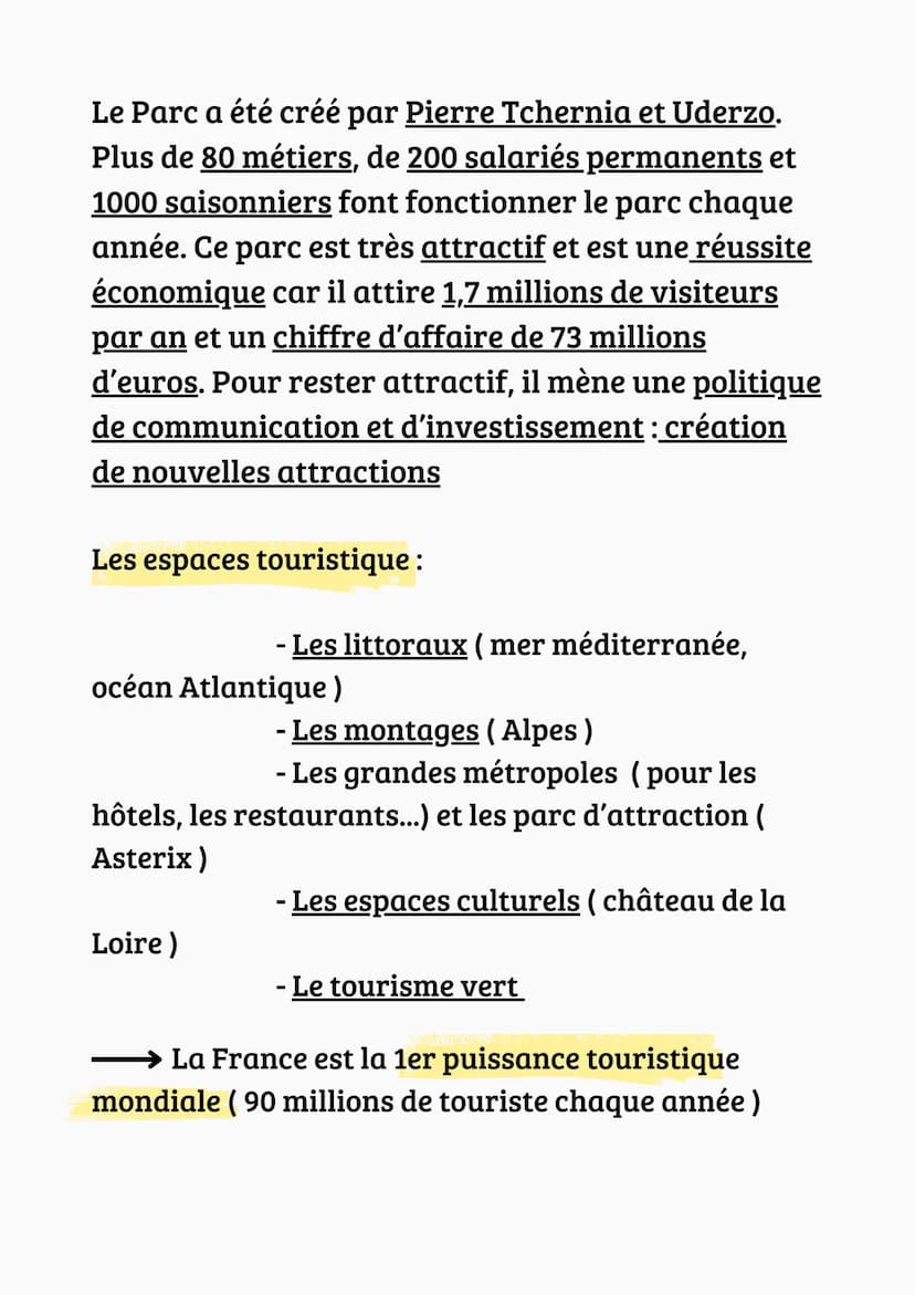 Histoire
Les espaces productifs et leurs évolutions
Un espace productif est un espace aménagé et mis en
valeur pour une activité
Il y en a 3