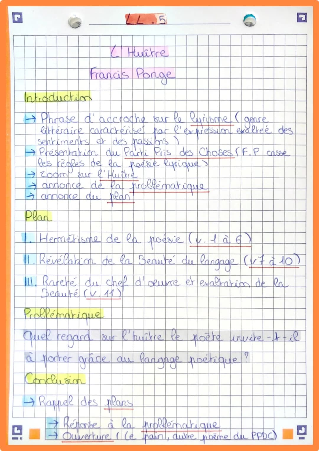 Analyse linéaire de L'huître par Francis Ponge - PDF et Texte