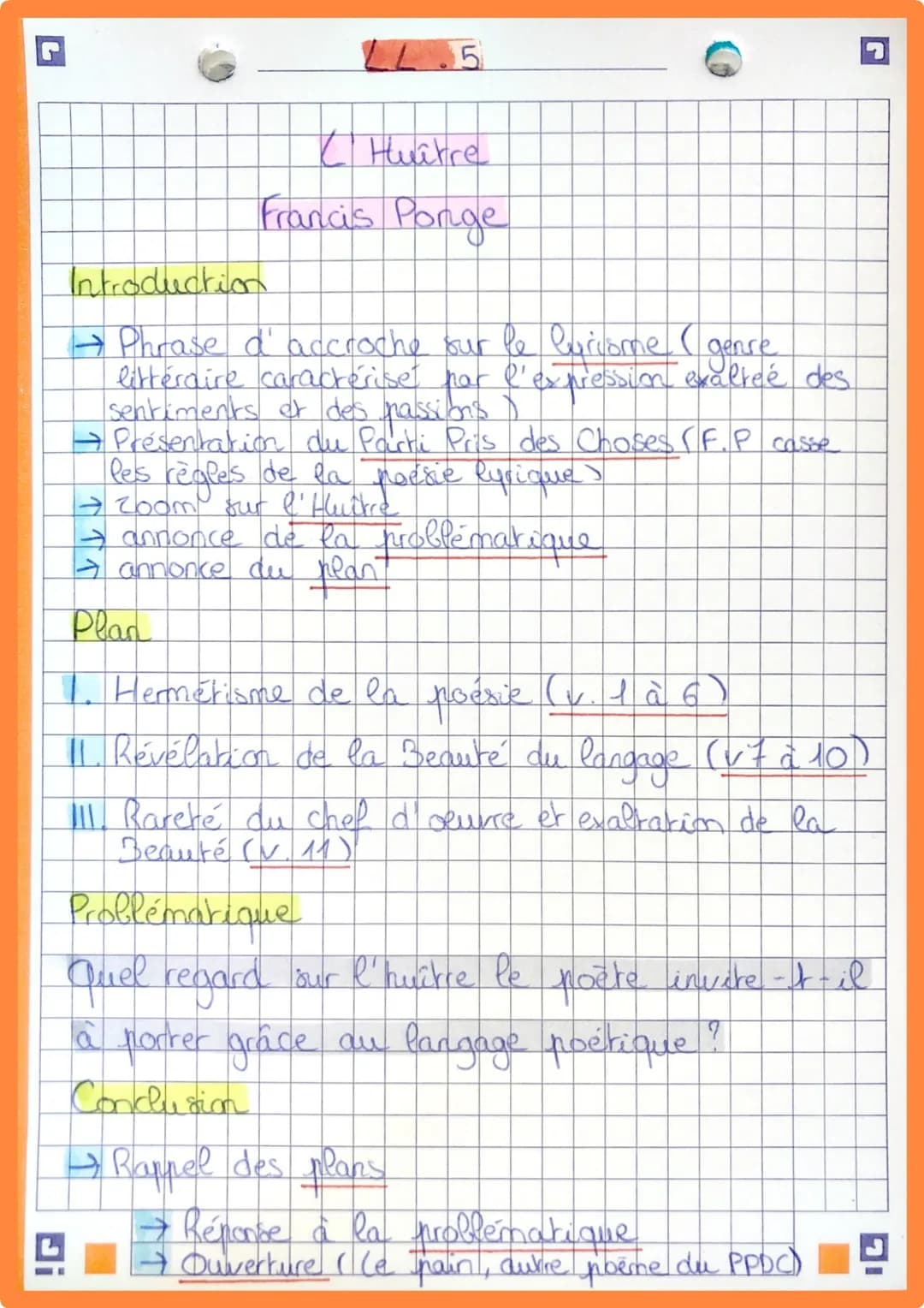 Di
2.5
C'Huitre
Francis Ponge
Introduction
→ Phrase d'accroche sur le lurcome (genre
littéraire caractérise par l'expression exaltéé des
sen