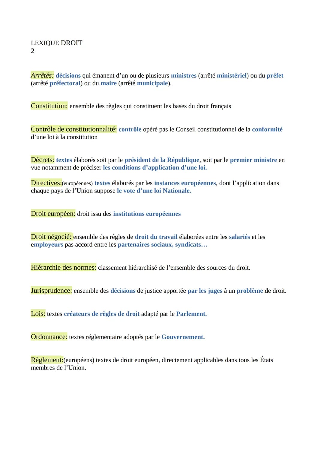 LEXIQUE DROIT
1
Autorité légitime: autorité dont le pouvoir d'élaborer les règles de droit dépend du système
démocratique.
Caractère général