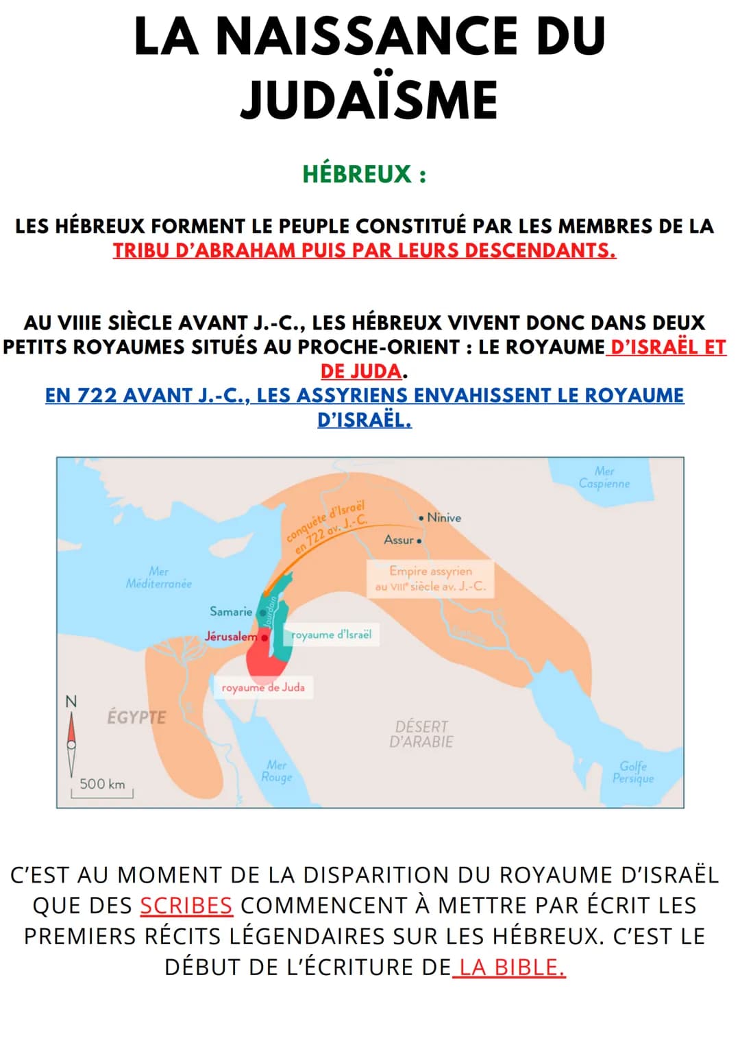 LA NAISSANCE DU
JUDAISME
Histoire - 6ème
Introduction :
Vers l'an mille avant J.-C. le peuple
hébreu, qui est un peuple
nomade, crée un peti