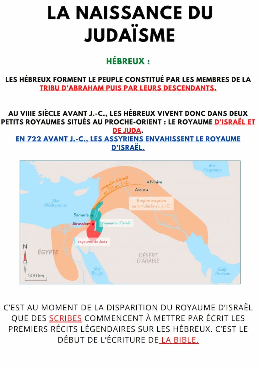 LA NAISSANCE DU
JUDAISME
Histoire - 6ème
Introduction :
Vers l'an mille avant J.-C. le peuple
hébreu, qui est un peuple
nomade, crée un peti
