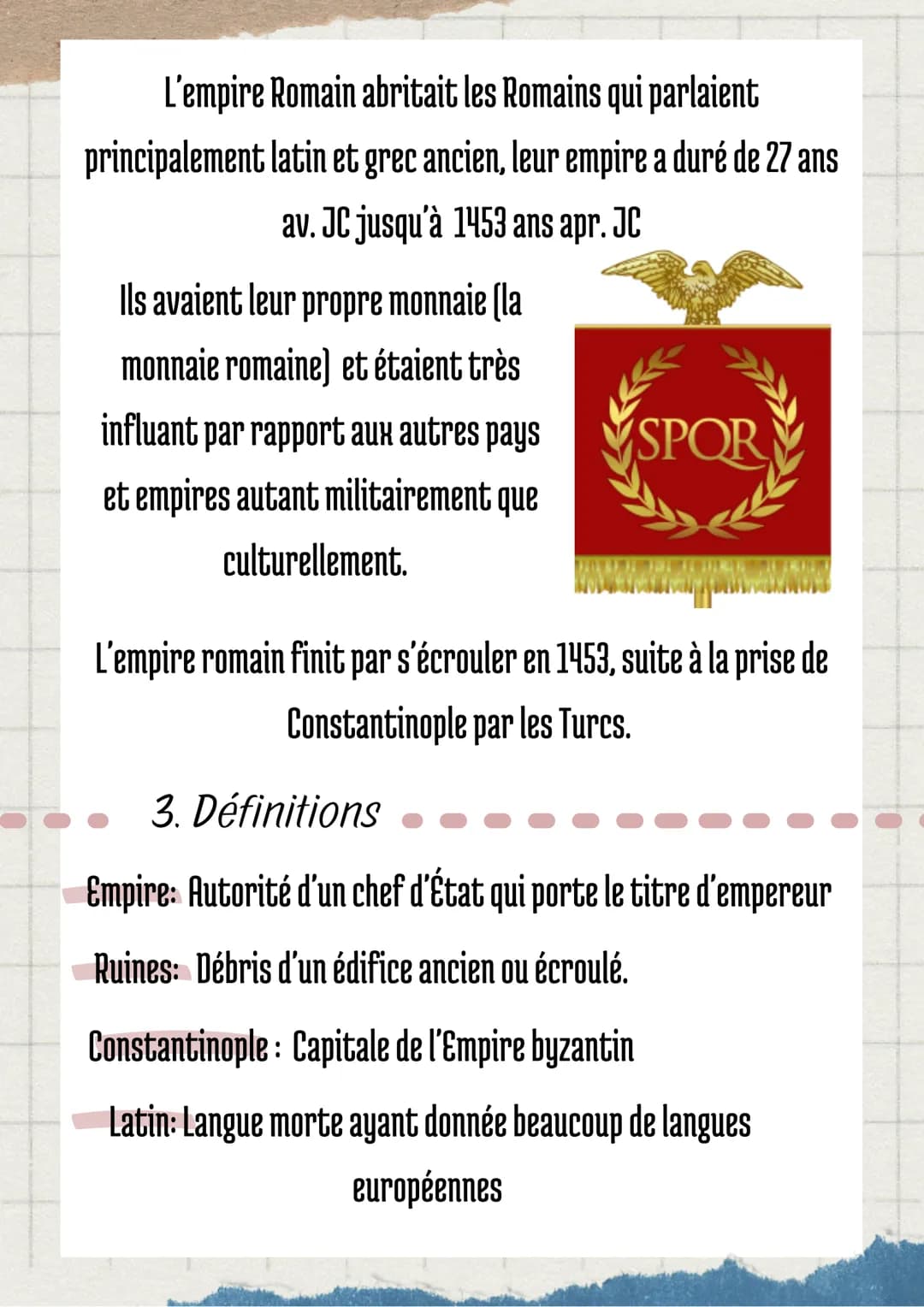 Histoire
1. Aujourd'hui
ROME
Rome est aujourd'hui la capitale de l'Italie.
Elle compte un peu moins de 3 millions d'habitants et est remplie
