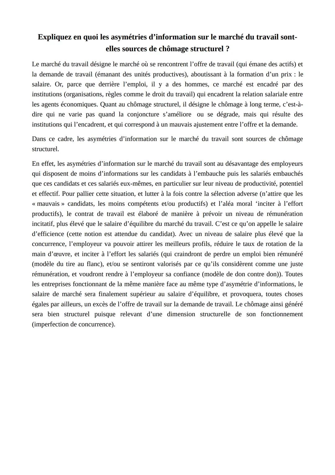 # Distinguez taux de chômage et taux d'emploi.

Le taux de chômage correspond à la part des chômeurs (ou actifs non occupés dans la populati