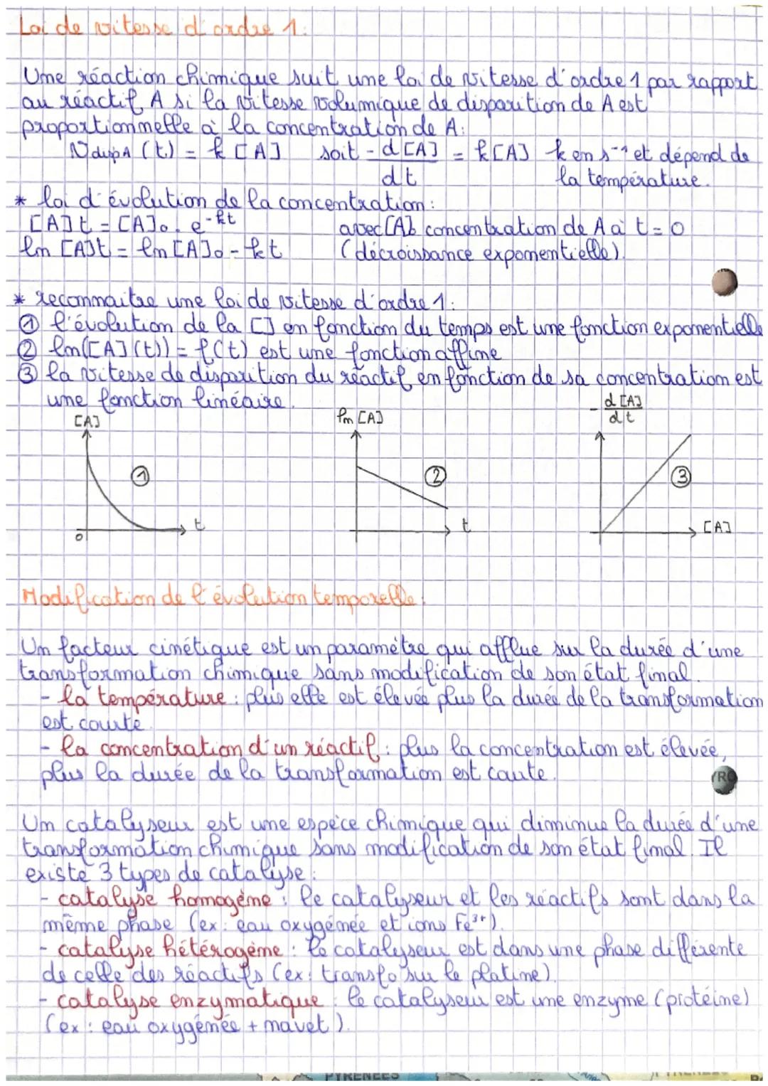 chap 8!
Cimetique chimique.
Spé Term
Transformation lente: si l'œil nu ou un capteur de labo peut suivre
Transformation rapide si l'évolutio