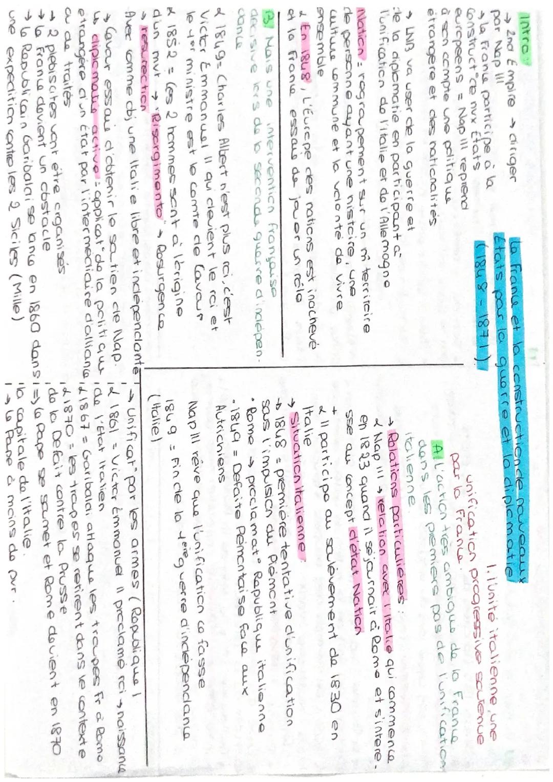Intro
→ 2nd Empire → diriger
por Nap III
→ la France participe à la
Construct ce nux États
européens = Nap ill reprend
à son compte une poli