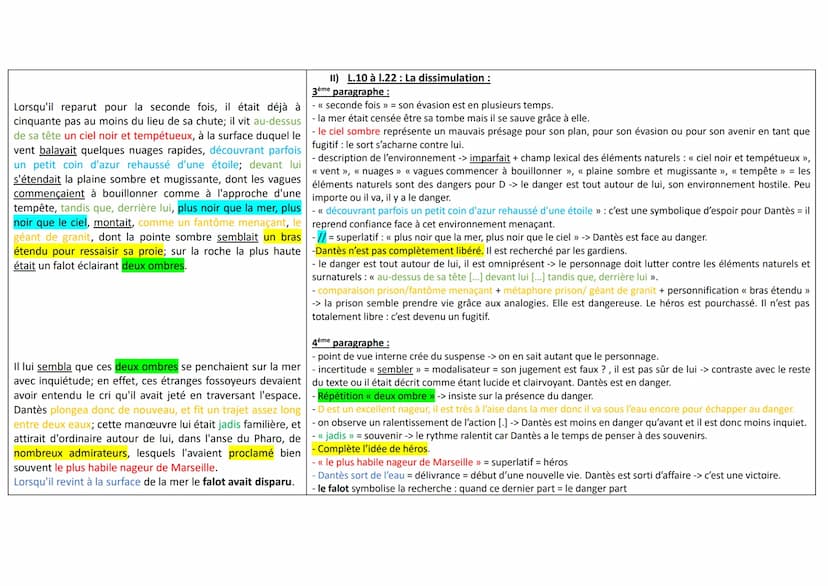 Français Texte 19 : Le Comte de Monte-Cristo, Alexandre Dumas (1844) :
Analyse:
Texte :
Dantès étourdi, presque suffoqué, eut cependant la 1