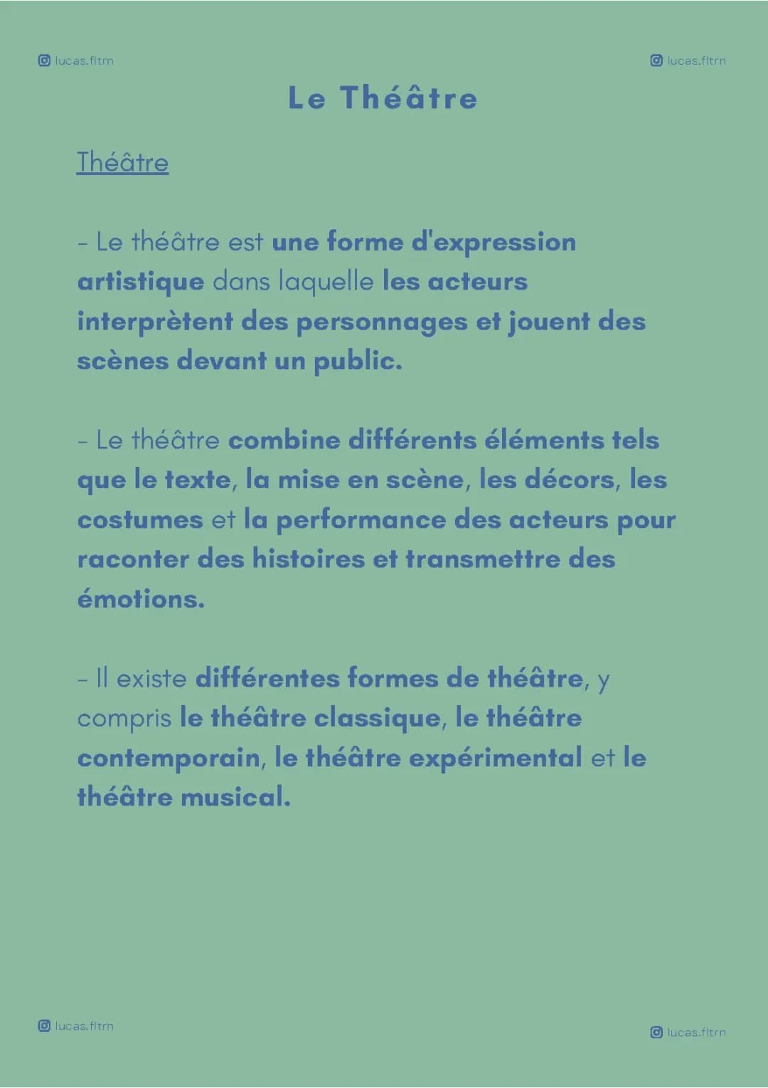 Fiche de révision sur le théâtre