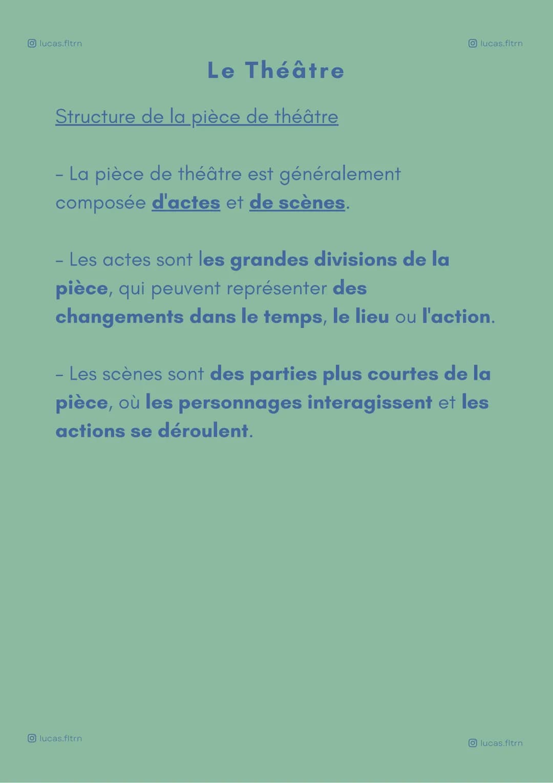 Olucas.fltrn
Théâtre
Le Théâtre
- Le théâtre est une forme d'expression
artistique dans laquelle les acteurs
interprètent des personnages et