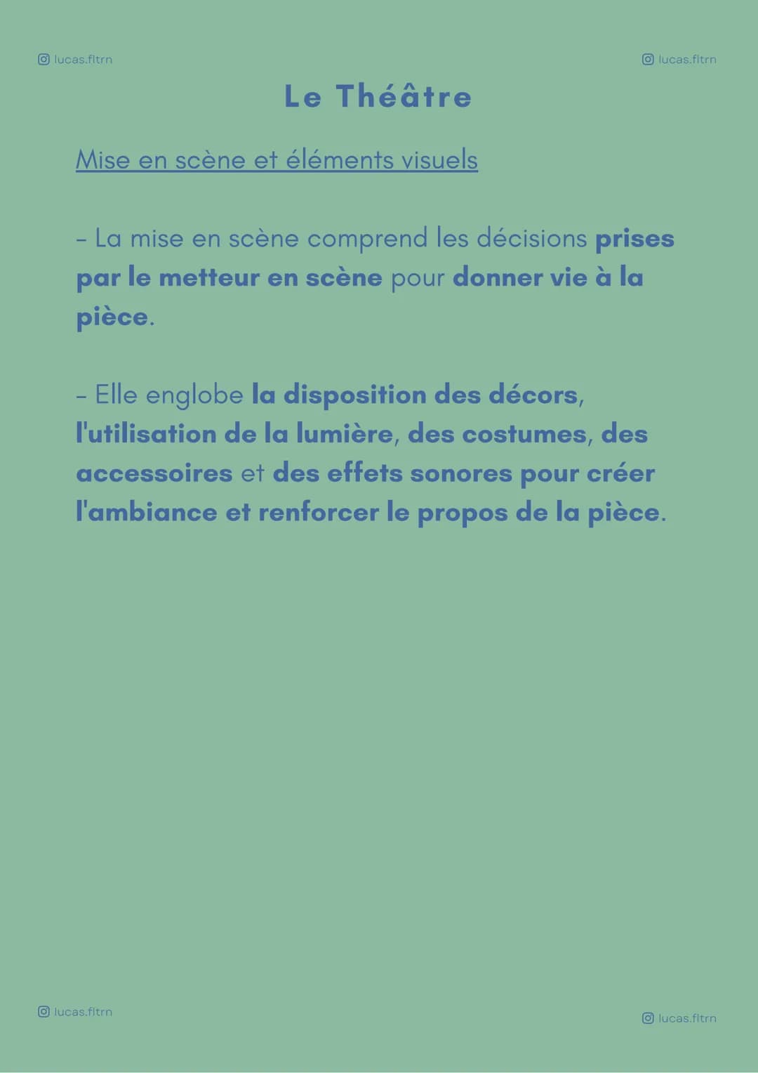 Olucas.fltrn
Théâtre
Le Théâtre
- Le théâtre est une forme d'expression
artistique dans laquelle les acteurs
interprètent des personnages et