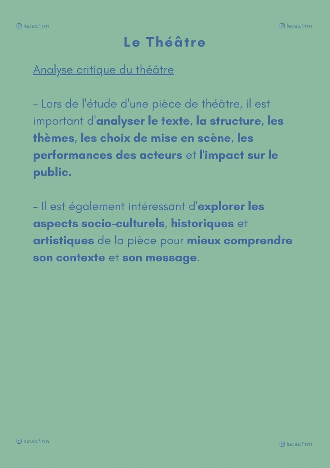 Olucas.fltrn
Théâtre
Le Théâtre
- Le théâtre est une forme d'expression
artistique dans laquelle les acteurs
interprètent des personnages et